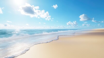 Fototapeta premium Expansive beach under a clear blue sky