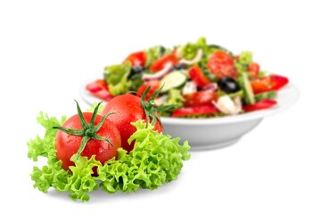 Tasty fresh Greek salad with vegetables and cheese