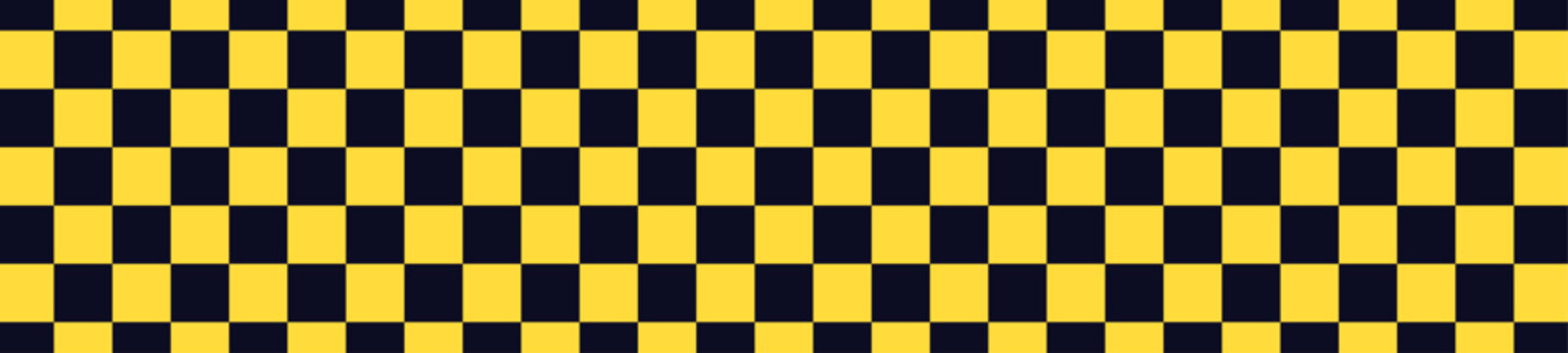 Yellow and black taxi pattern with checkerboard squares. Grunge classic cab sign background. Flat vector illustration isolated on white background.