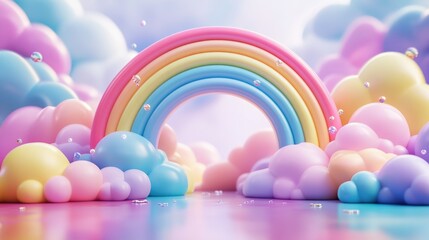 Stunning rainbow ambiance with a blurred background and ample space for text