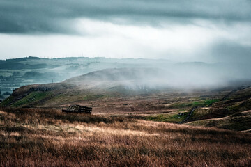Abandoned Cart and Mist, Mistylaw Muir, Renfrewshire, Scotland, UK