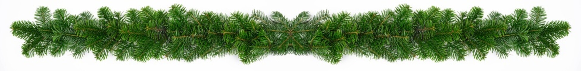 christmas pine banner  in row on white