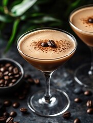 Almond affogato martini with Italian almond liqueur cocktail