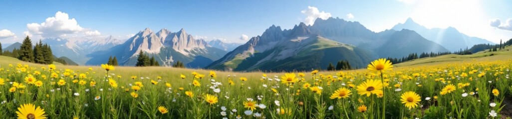 360 degree photo, Mountain Meadow in Bloom, A 360-degree image