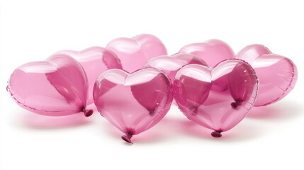 Fototapeta premium group of pink heart shaped balloons arranged in semi circle, conveying message of love and celebration