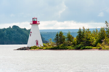 Bras D'Or lake lighthouse near Baddeck, Cape Breton, Nova Scotia, Canada