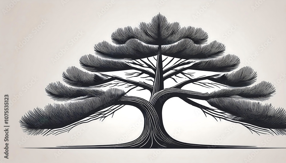 Aufkleber vector illustration of a pine tree side view in minimal style, set of graphic elements _1(1804)