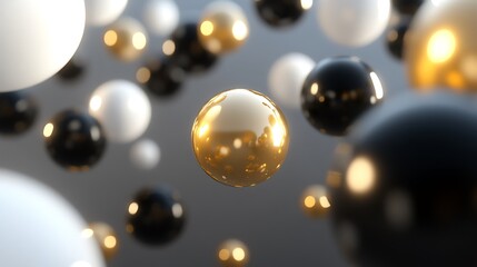 "Floating Abstract Forms with Glittering Circles: A Mesmerizing Display of Art and Elegance"