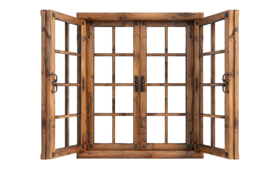 wooden window isolated on white