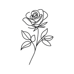 Roses, continuous one line sketch. Line art flower. Hand drawn vector art