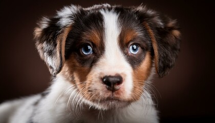 Primer plano, Retrato de la cara de un bonito cahorro de perro. Foto estudio