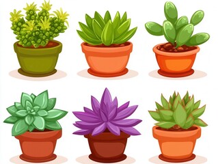 Obraz premium Colorful variety of potted succulent plants