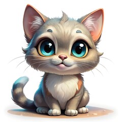 Fototapeta premium cute cartoon kitten with blue eyes