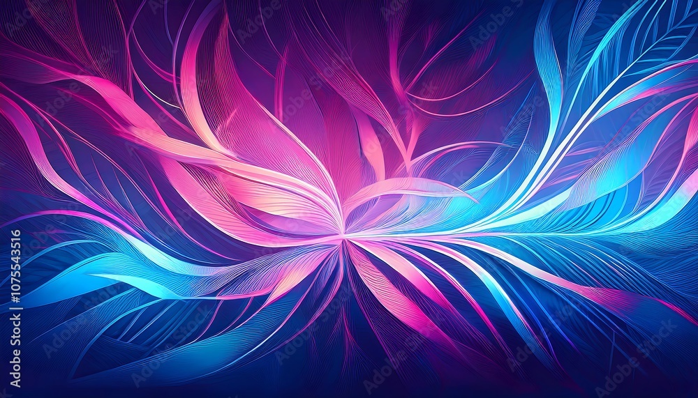 Poster  Intricate electric blue and pink light patterns create depth and motion in abstract for_1(1364)