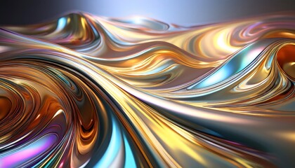  Holographic waves shimmer in gold and silver, creating a fluid movement of colorful reflect_1(1340)