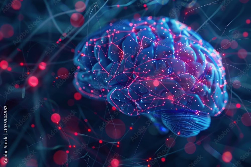 Poster artificial intelligence deep learning computer brain showing neural connections