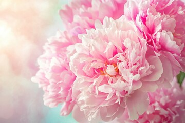 Delicate Pink Peony Blossoms Watercolor Illustration on Elegant White Background