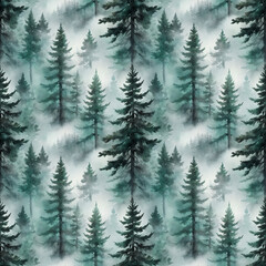 Fototapeta premium winter forest background, seamless pattern of snow covered trees