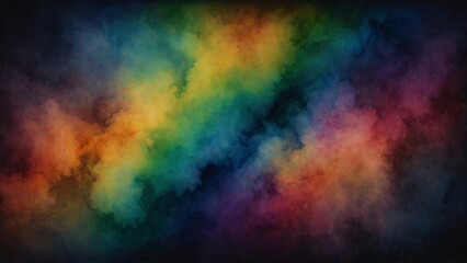 Obraz premium Moody dark rainbow color abstract watercolor background