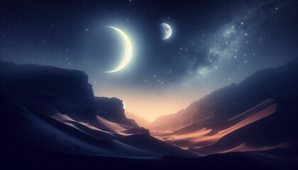 Naklejka premium Space desert world