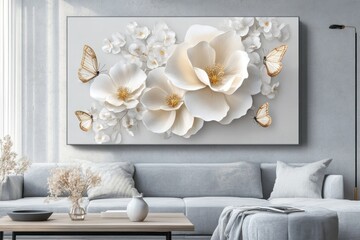 Elegant Floral Wall Art with Butterflies