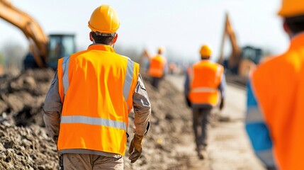 Construction Crew Working on Closed Road Section