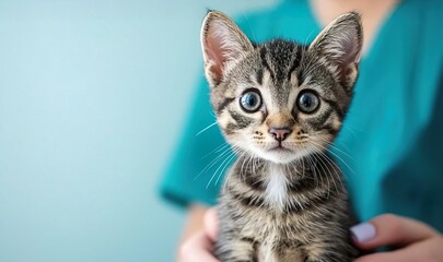 Obraz premium Close Examination of a Cute Pet Kitten