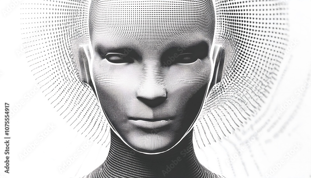 Poster  Artificial intelligence creates digital 3D abstract backgrounds with monochrome printing an_1(853)