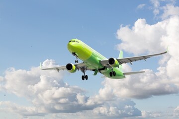 Classic passenger airplane transport in the sky