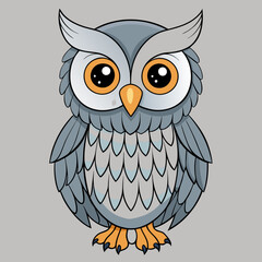 Gray Owl vector illustration