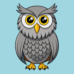 Obraz premium Gray Owl vector illustration