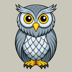 Gray Owl vector illustration
