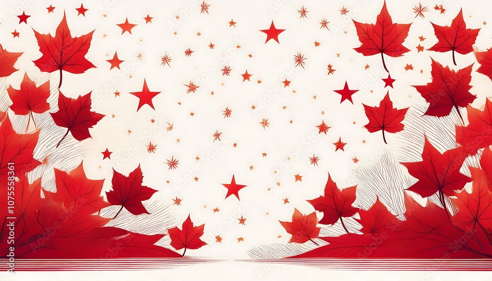 Poster a simple yet trendy poster design features a white background with bold red maple leaves an_1(626)