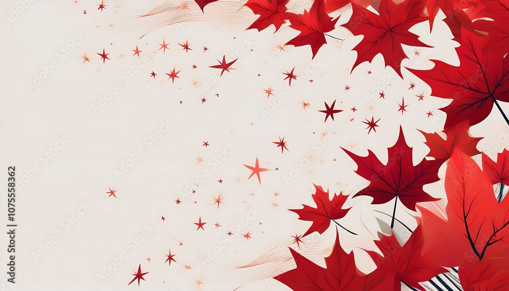 Poster a simple yet trendy poster design features a white background with bold red maple leaves an_1(624)