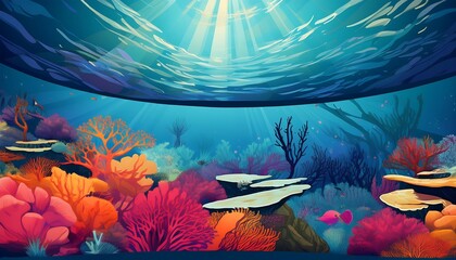  A set of social media banners features a vibrant coral backdrop and underwater ocean scene _1(581)