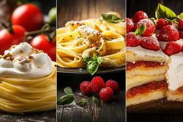 Close-up of a variety of healthy foods rich in collagen , collagen, food, healthy, protein, skin, anti-aging, nutrients. Beautiful simple AI generated image