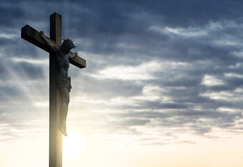 Crucified Christ hangs on the cross