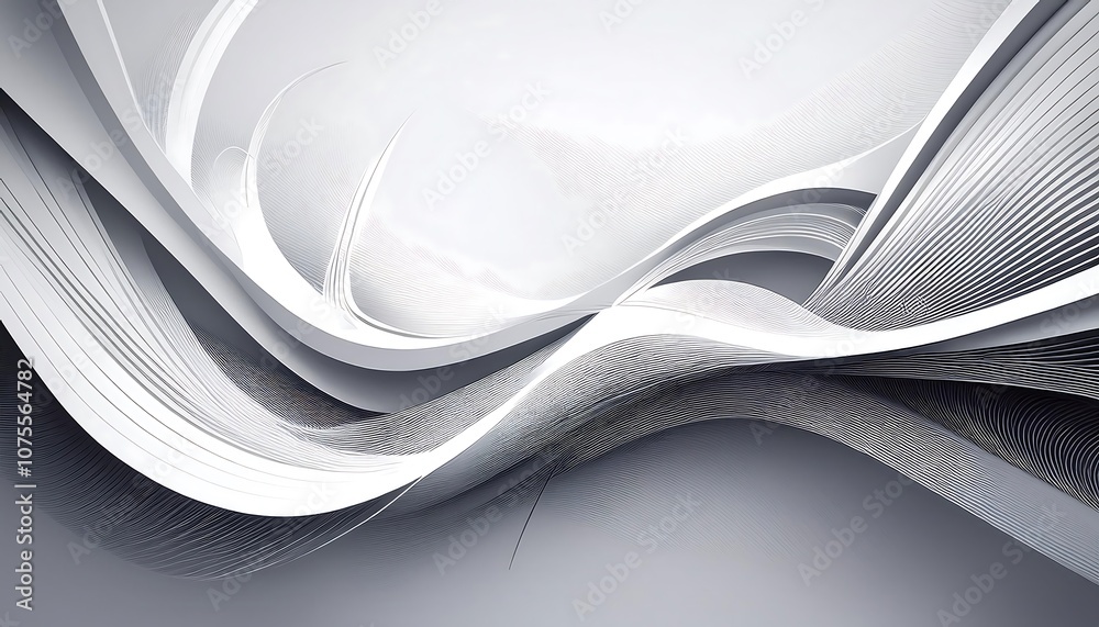 Poster a futuristic tech design featuring a gray and white abstract banner with layered elemen_1(308)