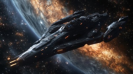 spaceship flying space