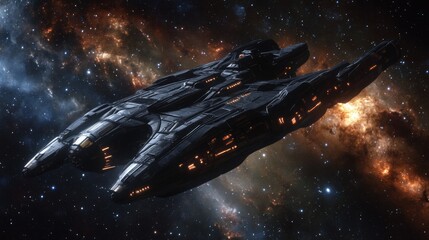 spaceship flying space