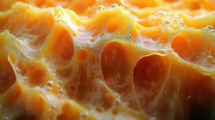 Vibrant Close Up of Melted Cheese with Bubbles and Texture