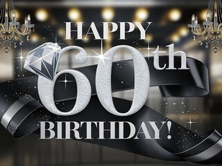 Classic Happy 60th Birthday with Dark Background