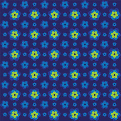 Green and blue shaded Seamless 3d colourful embossed flower background pattern.