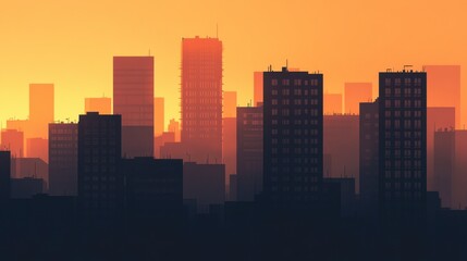 Fototapeta premium Urban Silhouette at Sunset