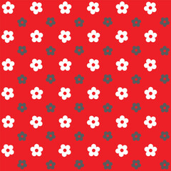 white and grey Seamless 3d colourful embossed flower on red background pattern.