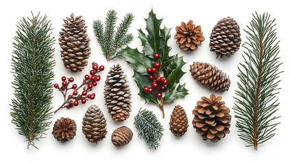 Fototapeta premium A Group of Pine Cones and Leaves.