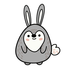 Vector drawing of a cute bunny. Little gray rabbit. Design element for children