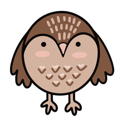 Vector. Drawing of a funny round owl. Little owlet. Design element