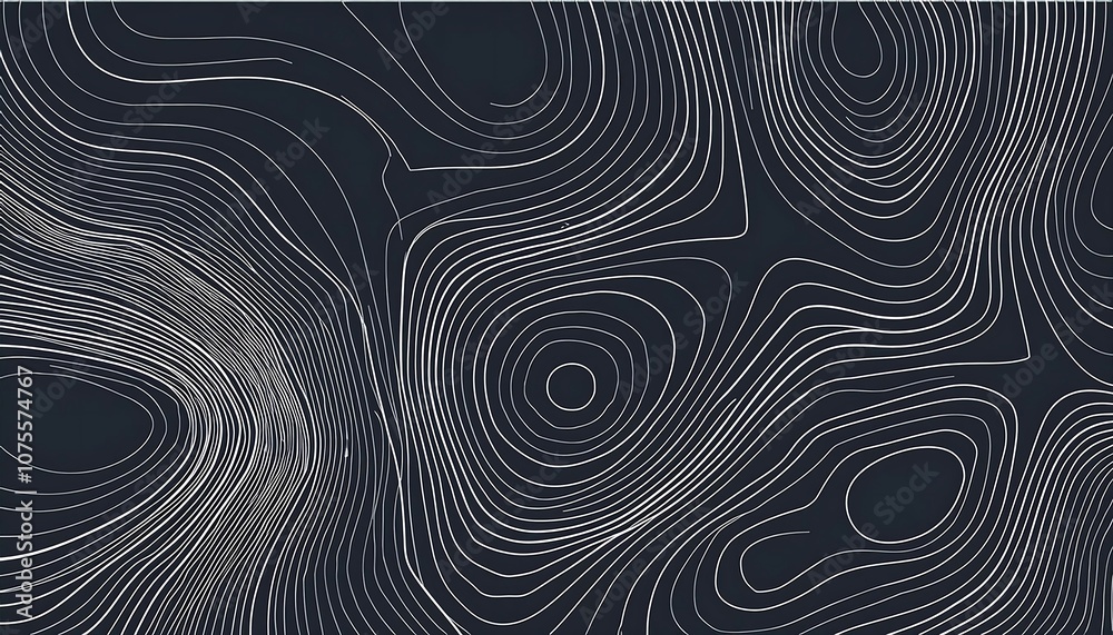 Poster  Vertical topographic map patterns isolated on a dark background feature line contours and a_1(1834)