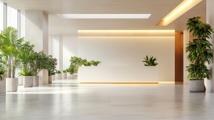 Fototapeta premium An elegantly designed interior space with ample blank areas for customizable graphics, set against a white backdrop.